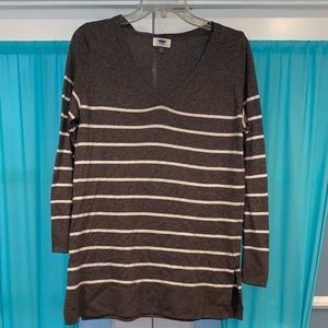 Grey Sweater w/ White Stripes